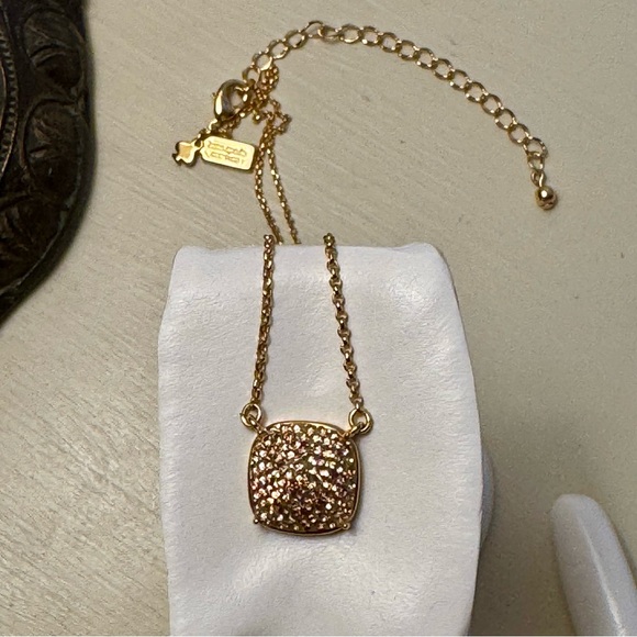 kate spade Jewelry - Kate Spade Square Pave Pendant Necklace Yellow Gold